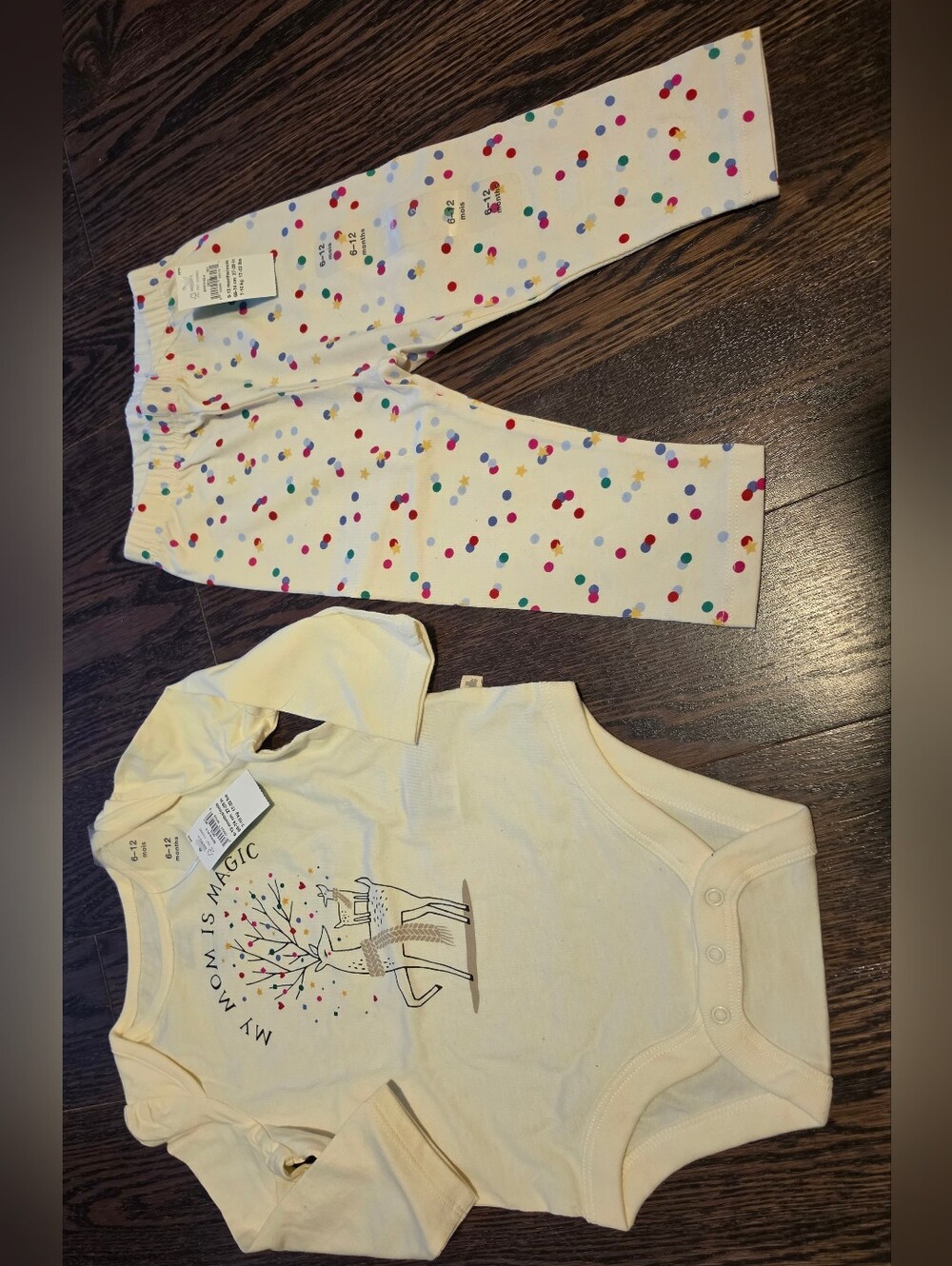 GAP Cream Baby Set with Multicolor Dot Pants and Deer Print